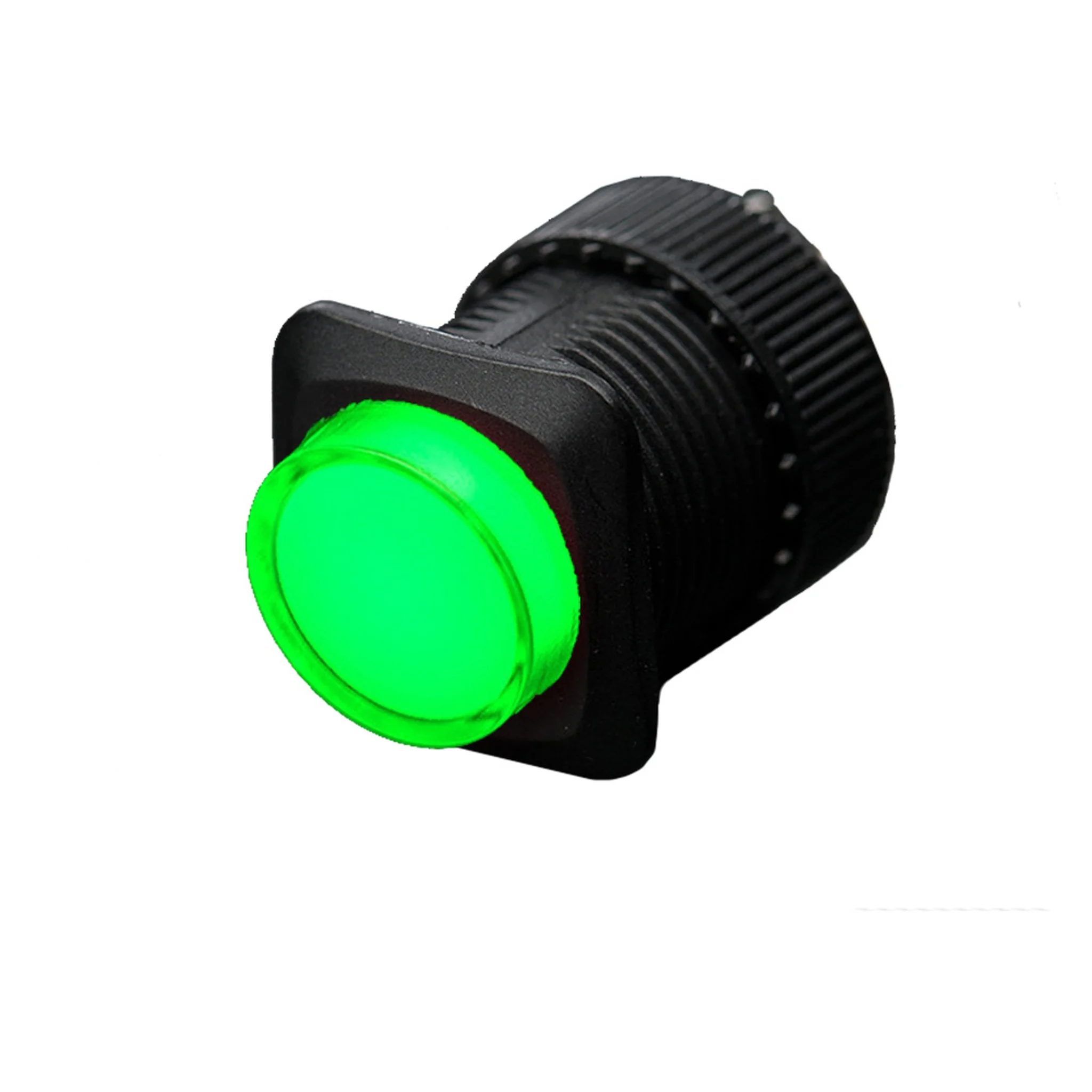 16mm Illuminated Pushbutton – Green Latching On/Off Switch