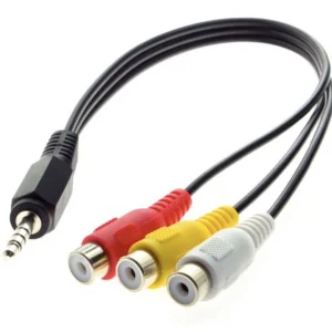 22cm 3.5mm Mini AV to 3 RCA Audio Video Cable Male to Female for multi-media