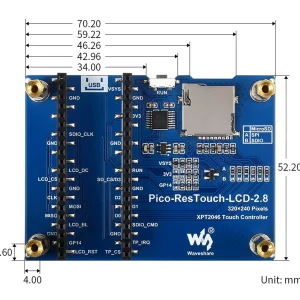 2.8inch Touch Display Module for Raspberry Pi Pico, 262K Colors, 320×240, SPI