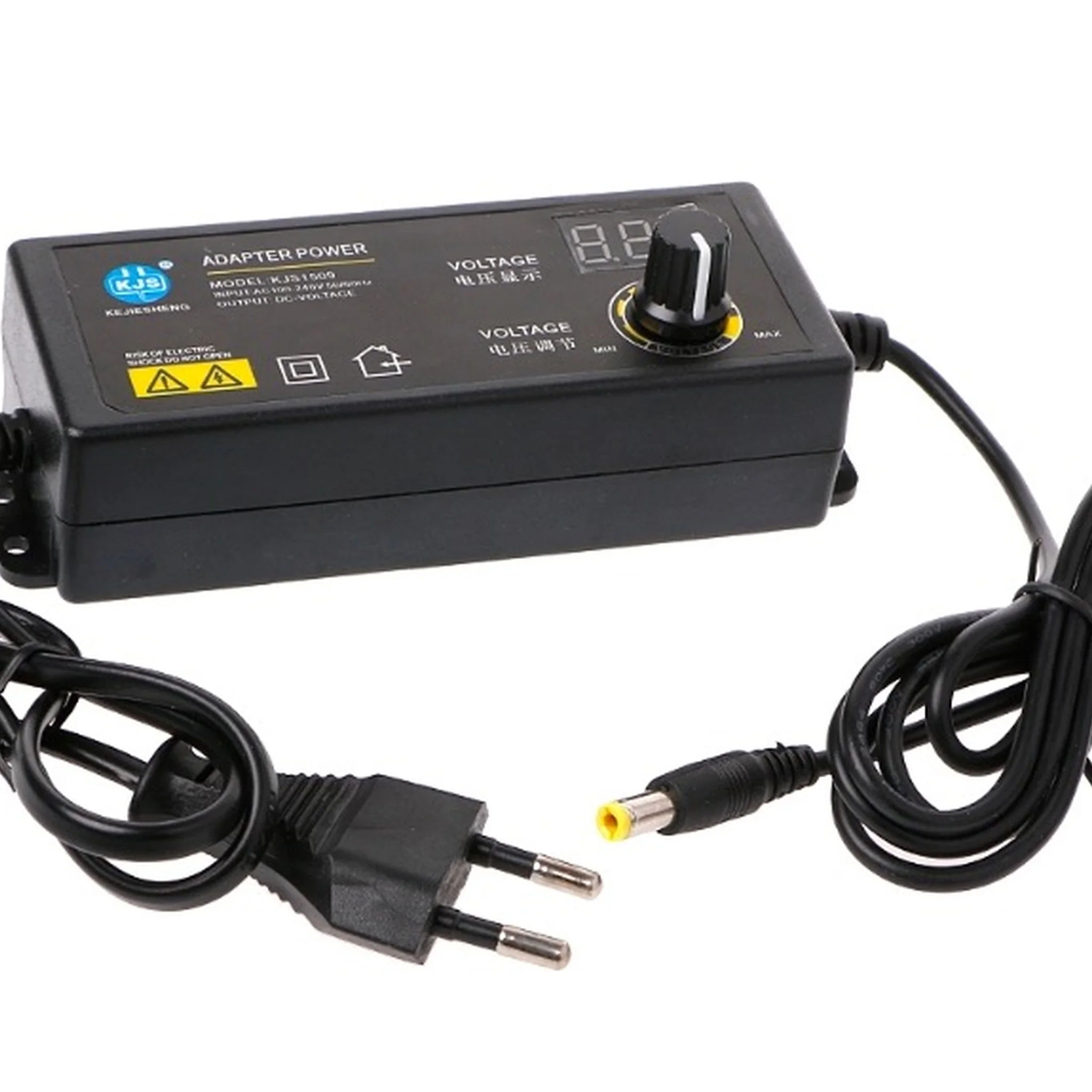 60W 3-24V Adjustable Adapter With Voltage Display EU Plug