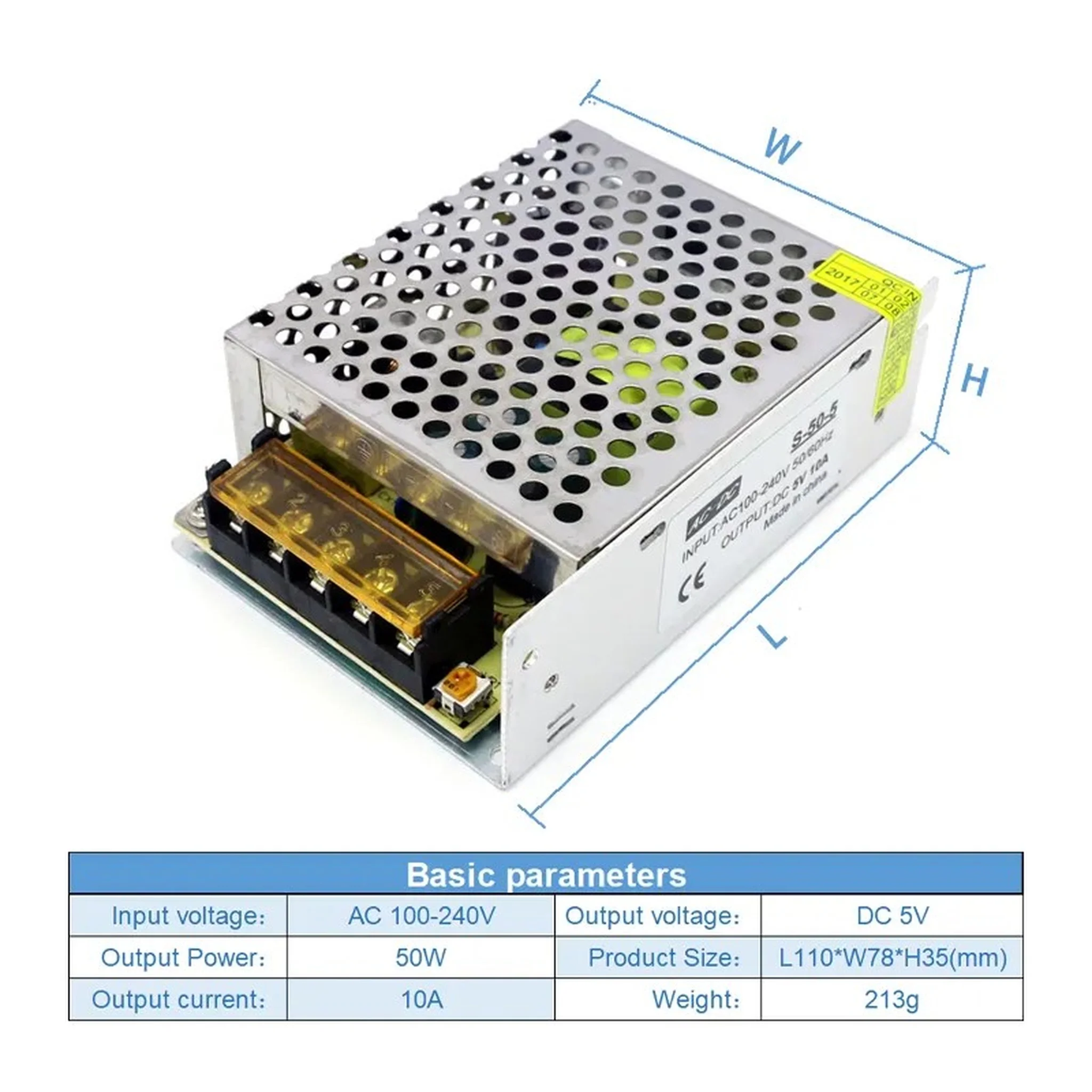 AC100-240V to DC 5V Power Supply Transformer 50W