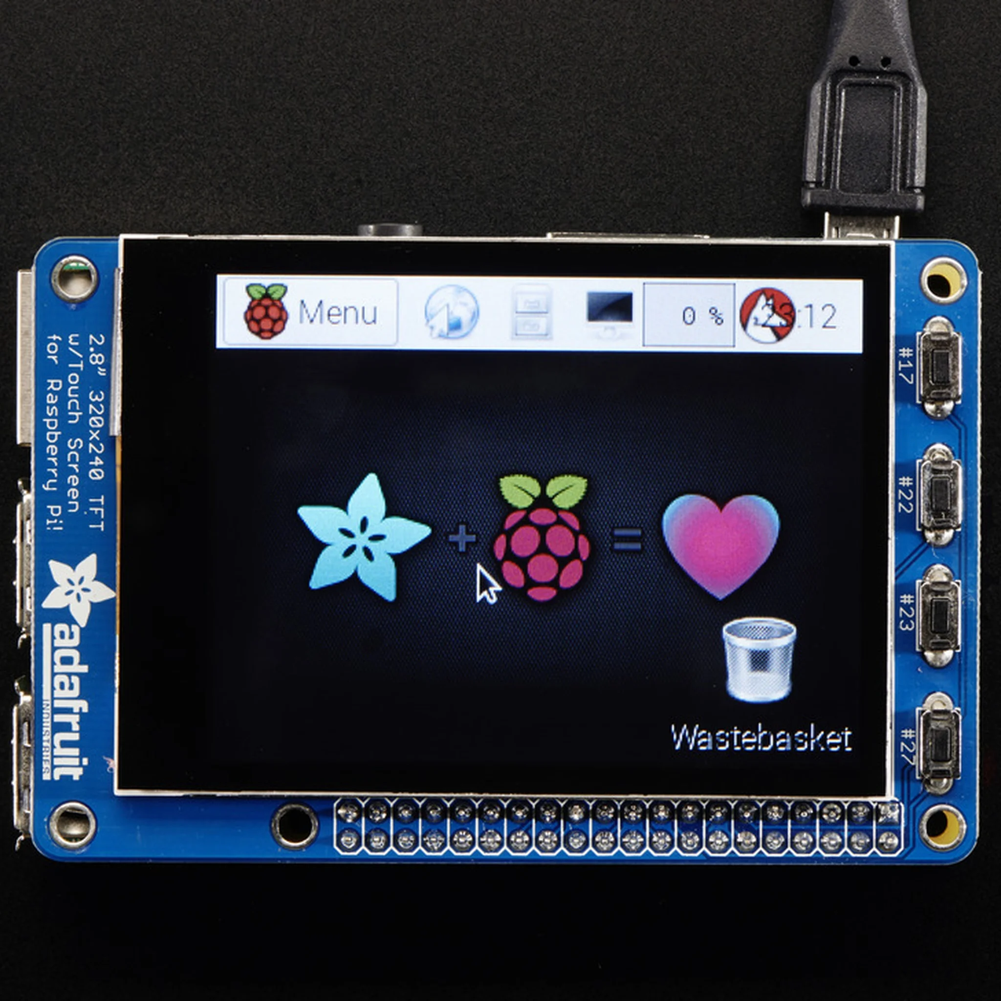 Adafruit PiTFT Plus 320×240 2.8 TFT + Capacitive Touchscreen – Assembled – Pi 3, Pi 2, Model A+ / B+