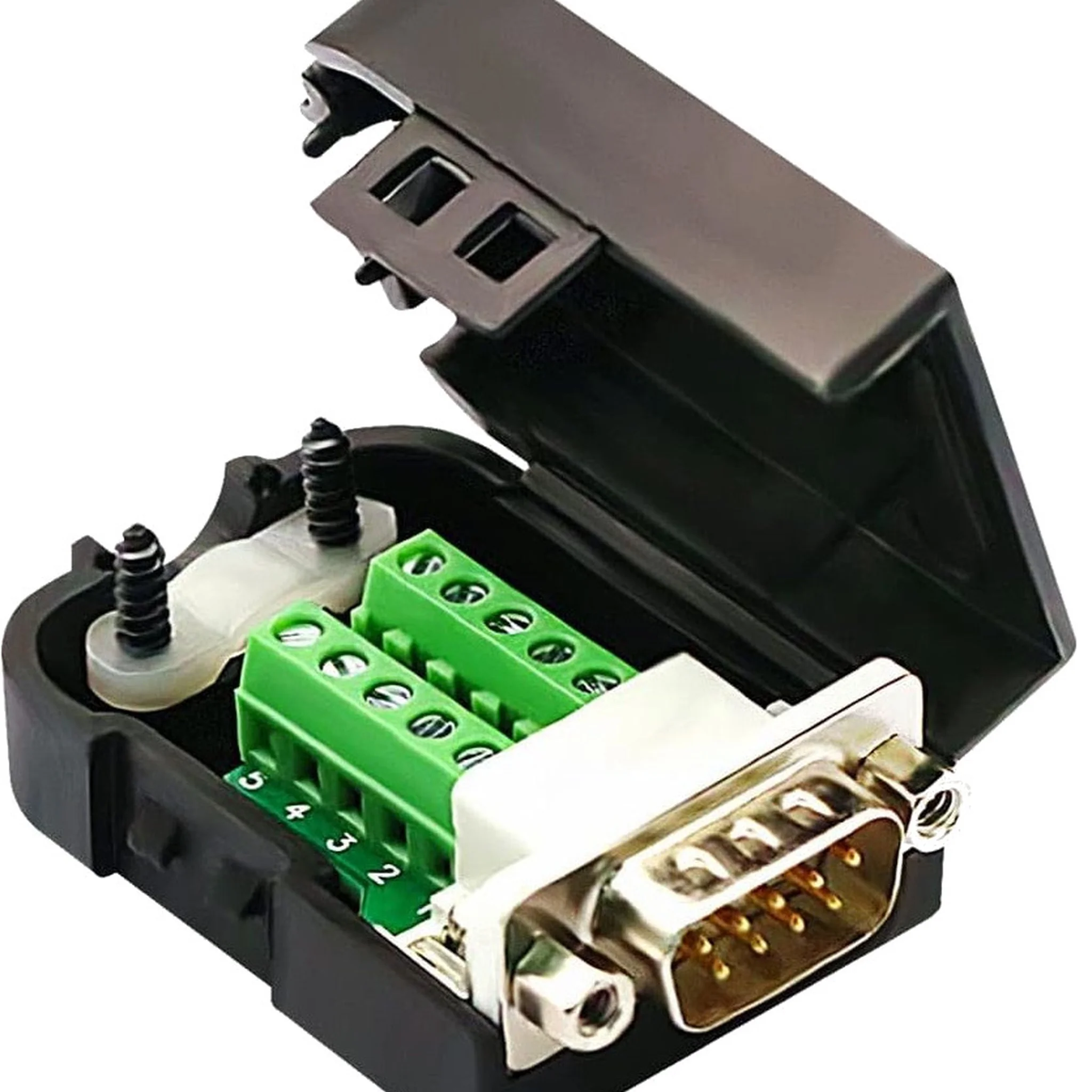 DB9 Male Serial Adapter 9 Pin Signals Terminal Breakout with Plastic Cover