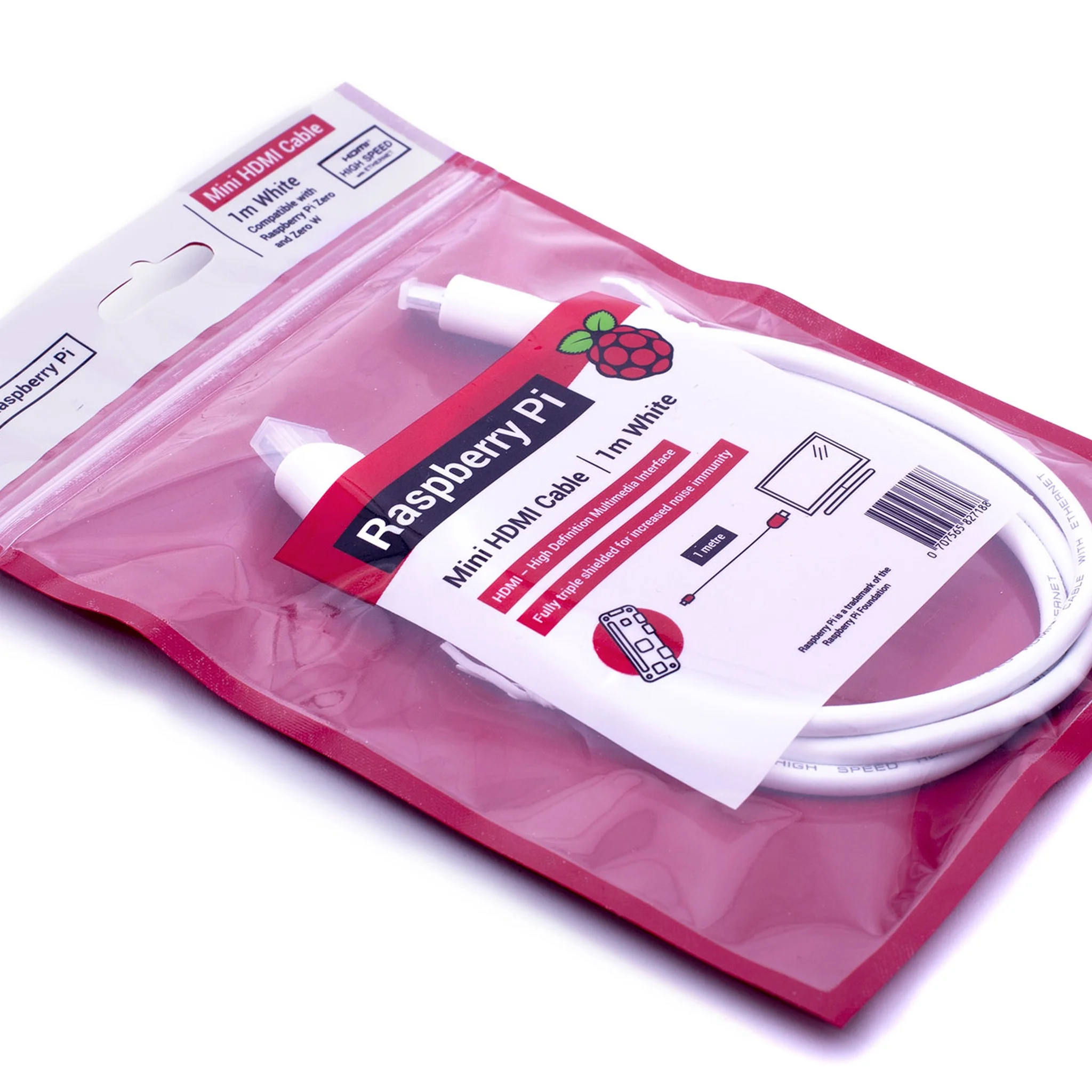Official καλώδιο για το Raspberry Pi Zero mini HDMI to Std HMDI Cable, 1M, White