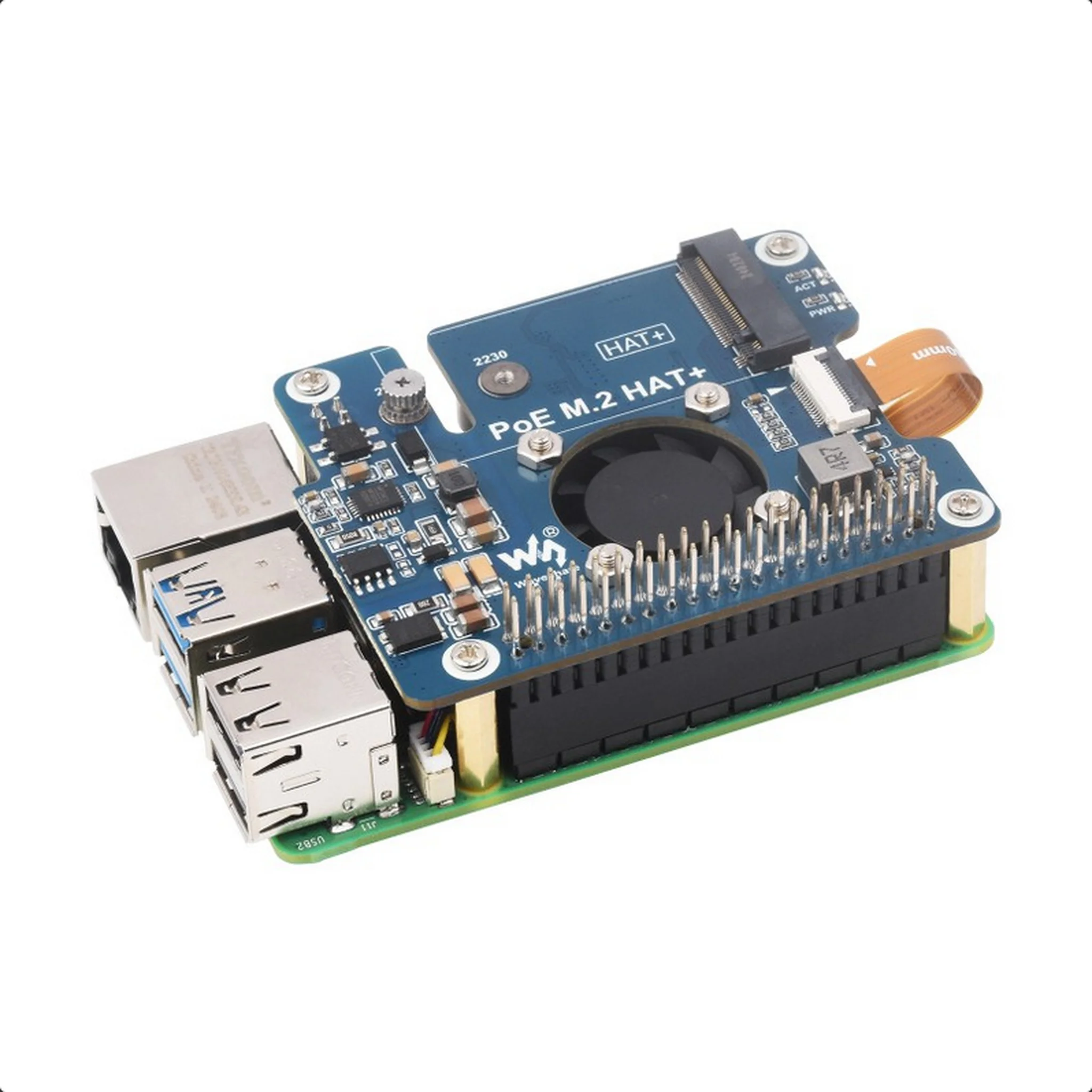 PCIe To M.2 Adapter With PoE Function For Raspberry Pi 5, Supports NVMe Protocol M.2 Solid State Drive, High-speed Reading/Writing, Raspberry Pi 5 PoE HAT
