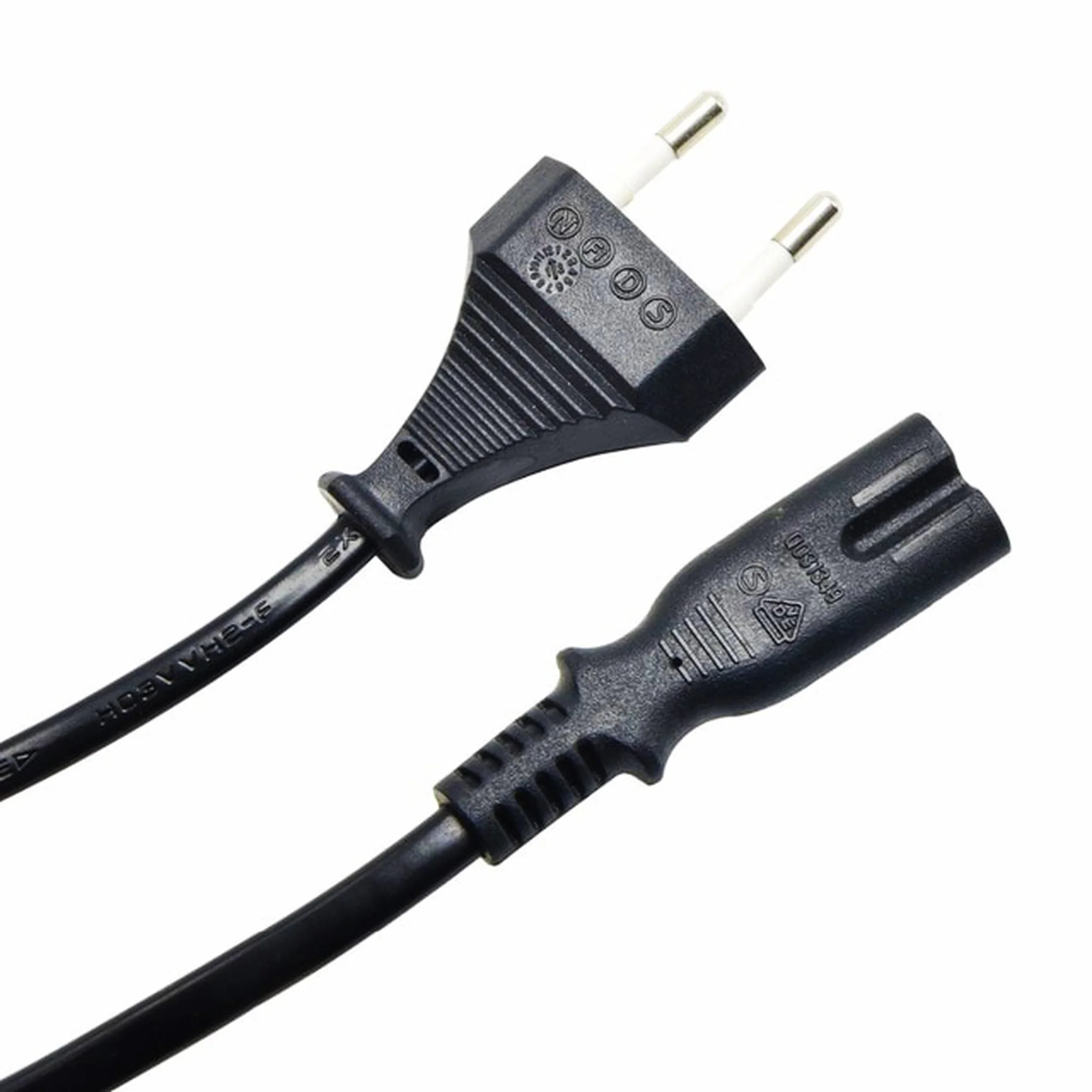 POWERTECH Καλώδιο τροφοδοσίας, VDE 2×0.5mm, PVC, copper, 1.5m, μαύρο