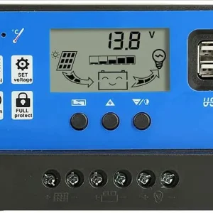 PWM 60A Dual USB Solar Panel Battery Regulator Charge Controller 12V 24V