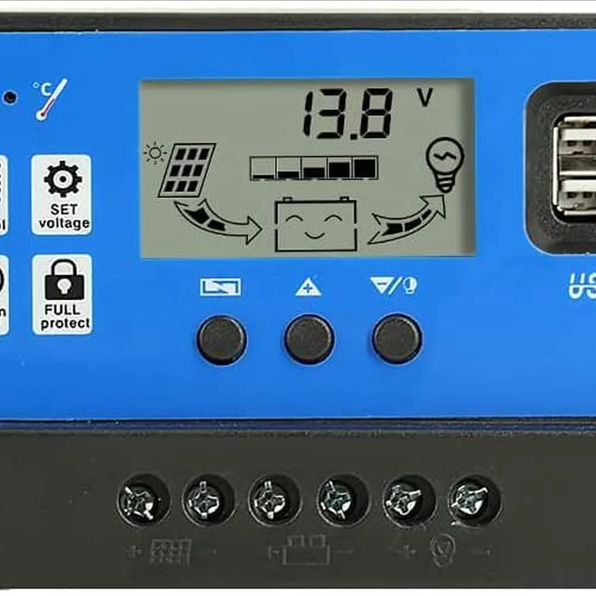 PWM 60A Dual USB Solar Panel Battery Regulator Charge Controller 12V 24V