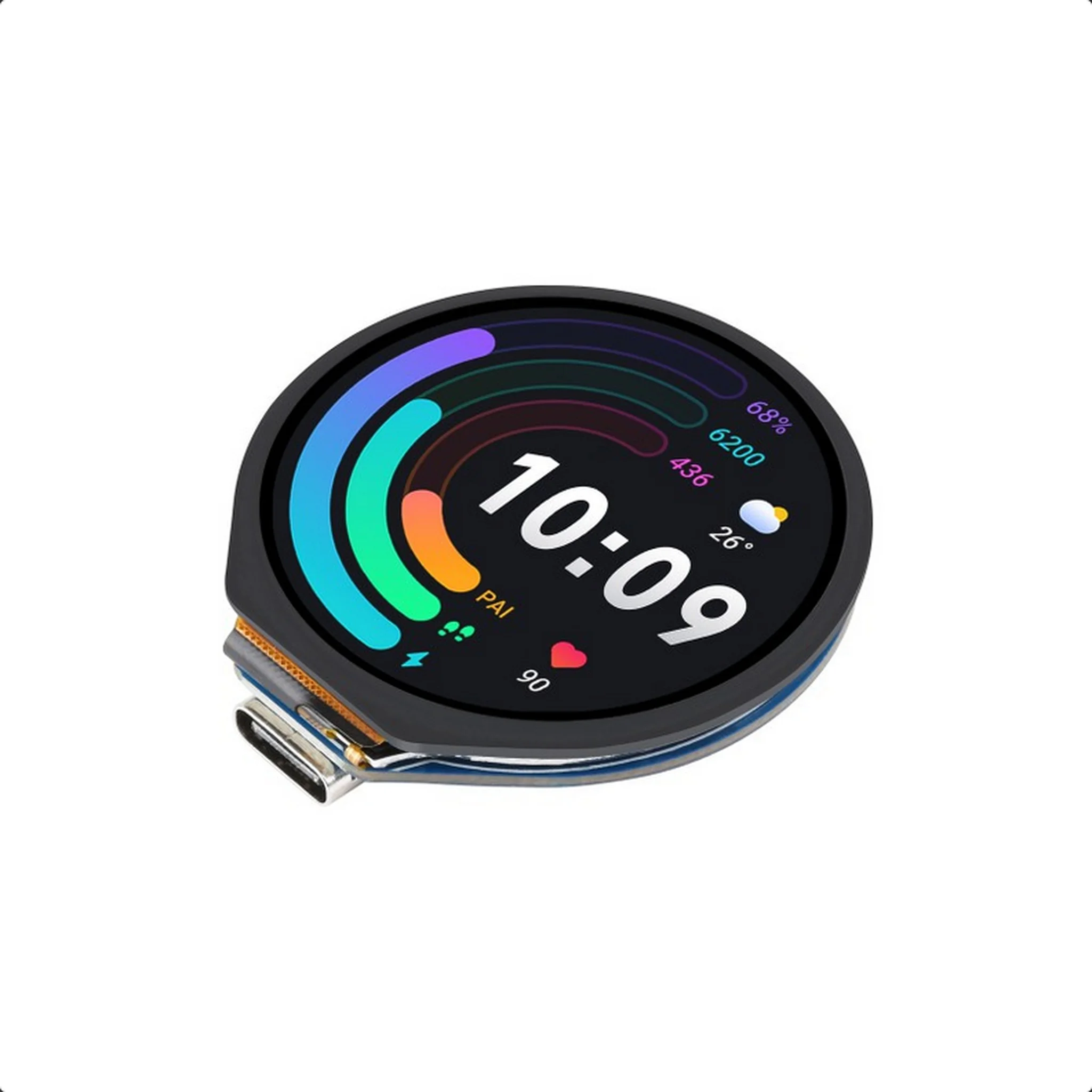 RP2040 Microcontroller Development Board, with 1.28inch Round Touch LCD, Compact size, Accelerometer And Gyroscope Sensor