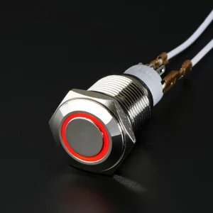 Rugged Metal On/Off Switch with Red LED Ring – 16mm Red On/Off