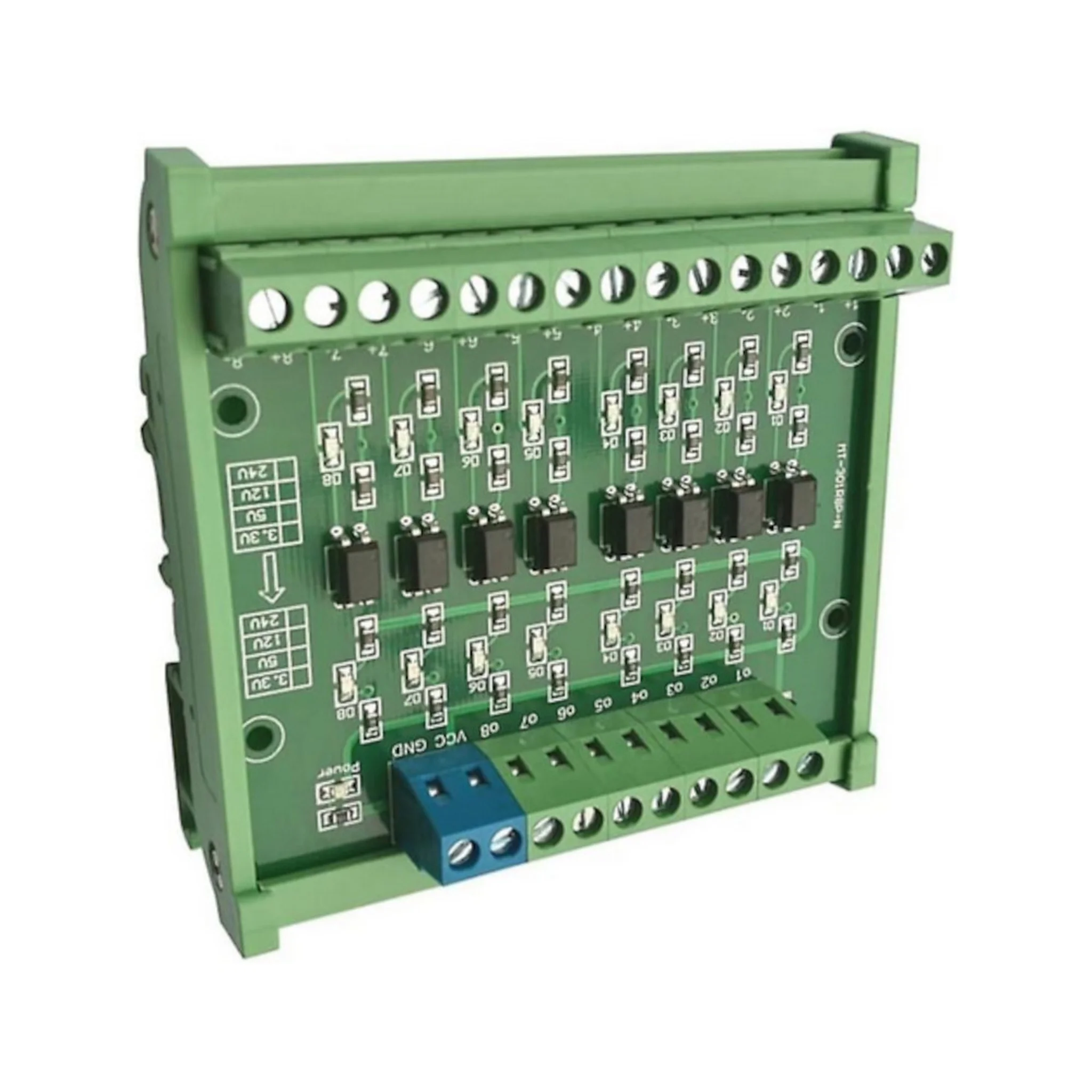 8-Channel Optocoupler Isolation Board 12V to 5V, NPN output