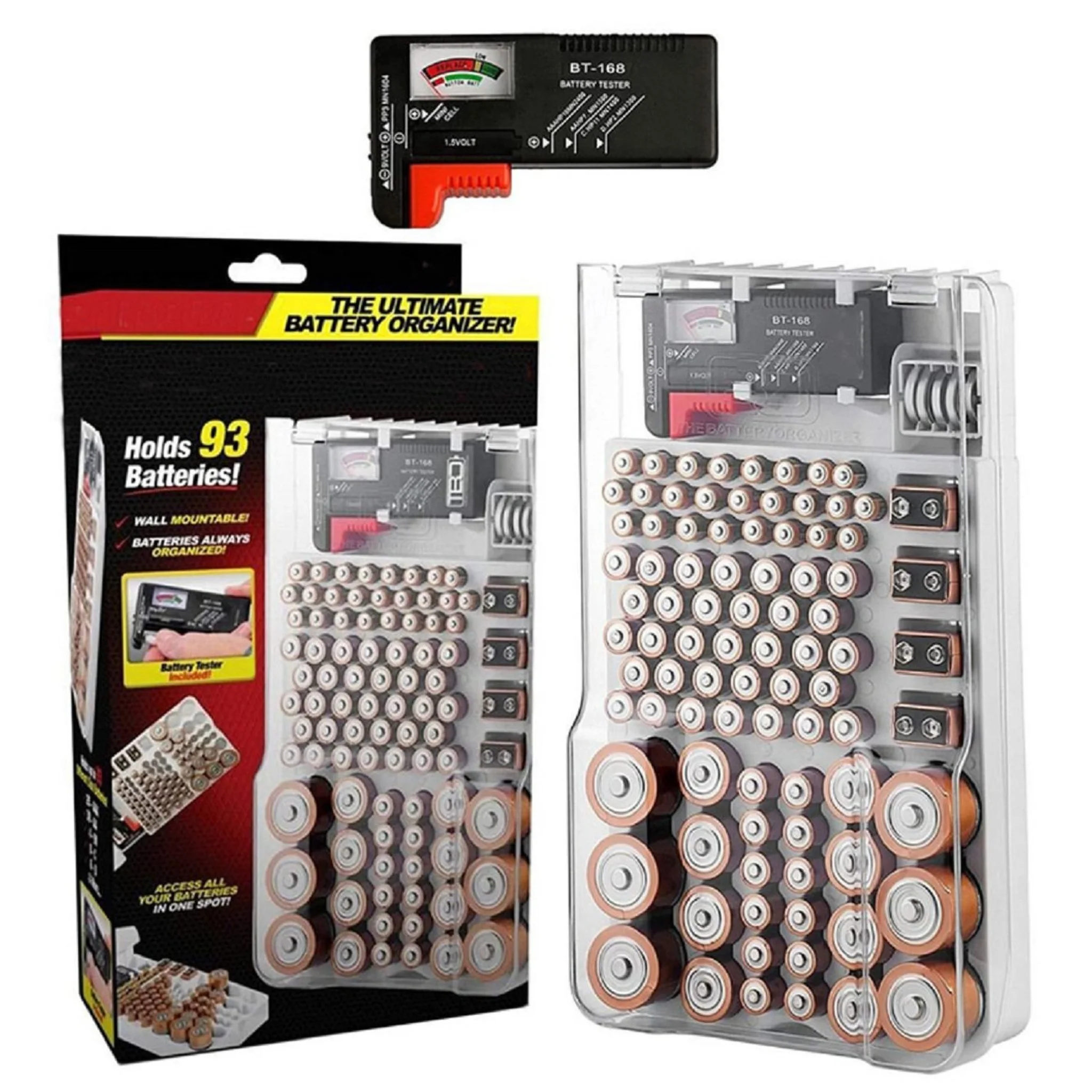 Grids Battery Capacity Tester Storage Box Transparent