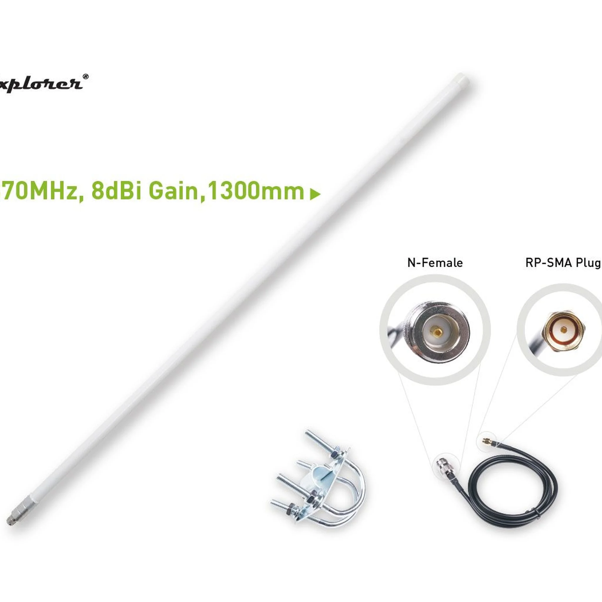 LoRa Fiberglass Antenna Kit; 863-870MHz; 8dBi; 1300mm; RF Explorer RFELA-4/88X