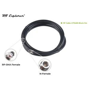 RF Cable; N Female to RP-SMA Male-CFD400-Black-5m; For SenseCAP M1 Indoor Gateway and Fiberglass Antenna
